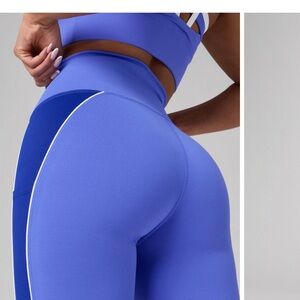 Fabletics Keke Palmer Periwinkle High-Waist Sculpt Leggings with Contrast Panel